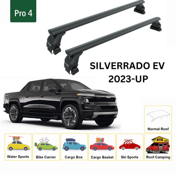 For Chevrolet Silverado EV 2023-2025 Roof Rack Cross Bars Normal Roof Alu Black - 0