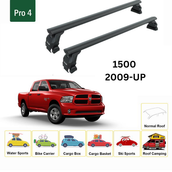 For Ram 1500 2009-2018 Roof Rack Cross Bars Normal Roof Alu Black