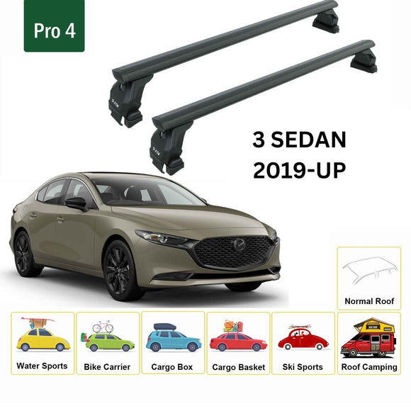 For Mazda 3 Sedan 2019-2025 Roof Rack Cross Bars Normal Roof Alu Black