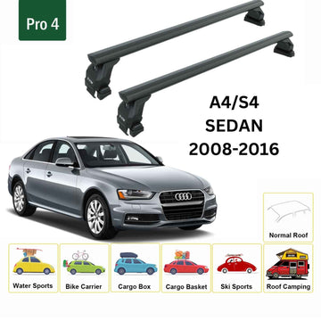 For Audi A4/S4 2008-2016 Roof Rack Cross Bars Normal Roof Alu Black - 0