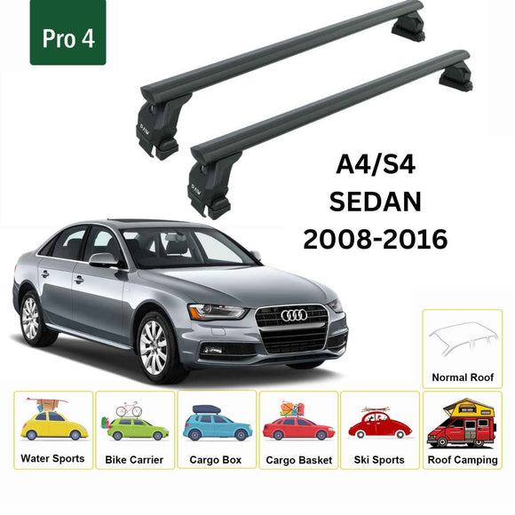 For Audi A4/S4 2008-2016 Roof Rack Cross Bars Normal Roof Alu Black