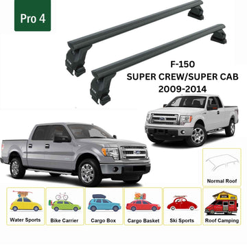 For Ford F150 Gen 12 2009-2014 Roof Rack Cross Bars Normal Roof Alu Black - 0