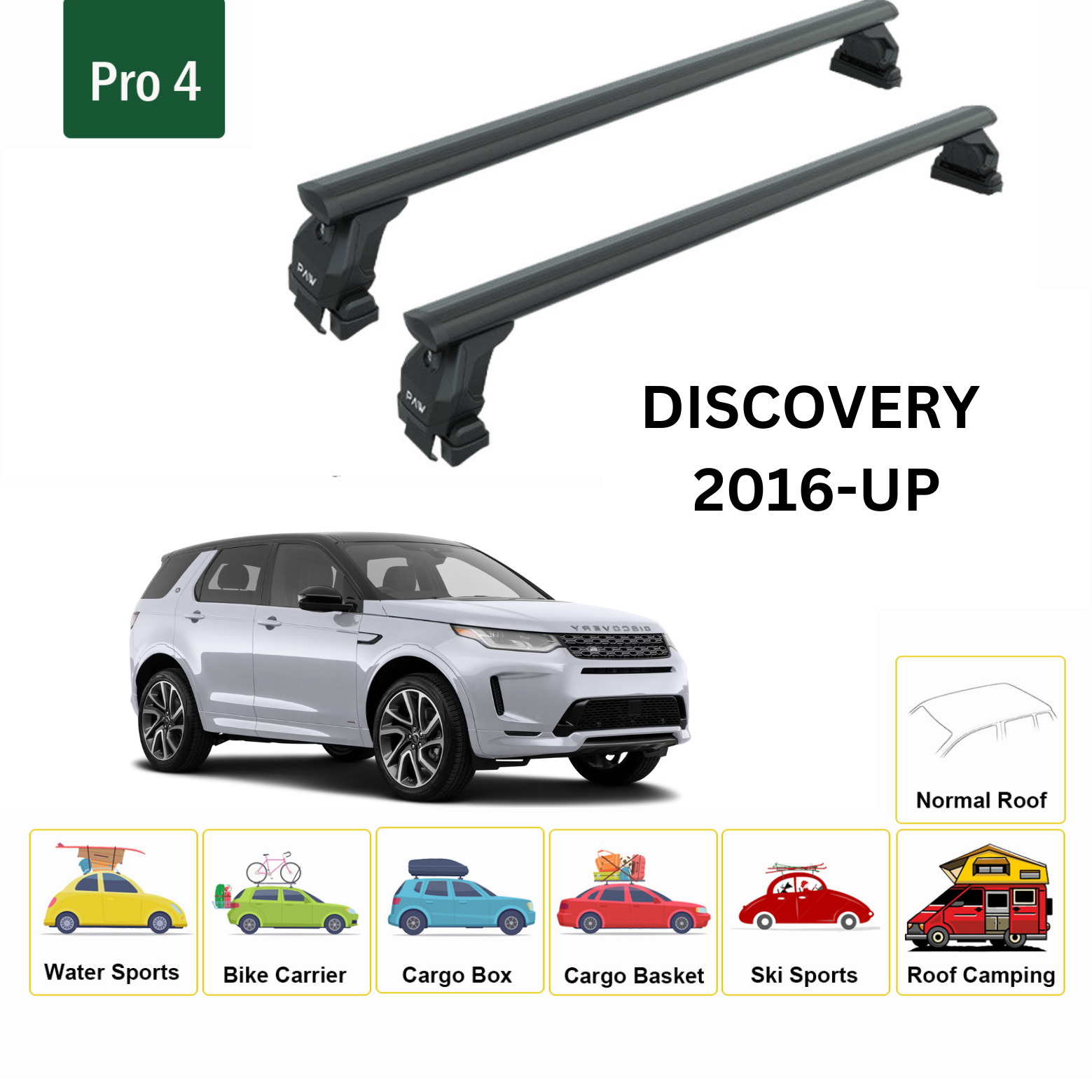 For Land Rover Discovery  Sport 2015-Up Roof Rack Cross Bars Metal Bracket Raised Rail Alu Black-2