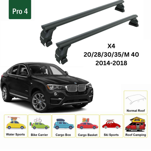 For Bmw X4 2014-2018 Roof Rack Cross Bars Normal Roof Alu Black