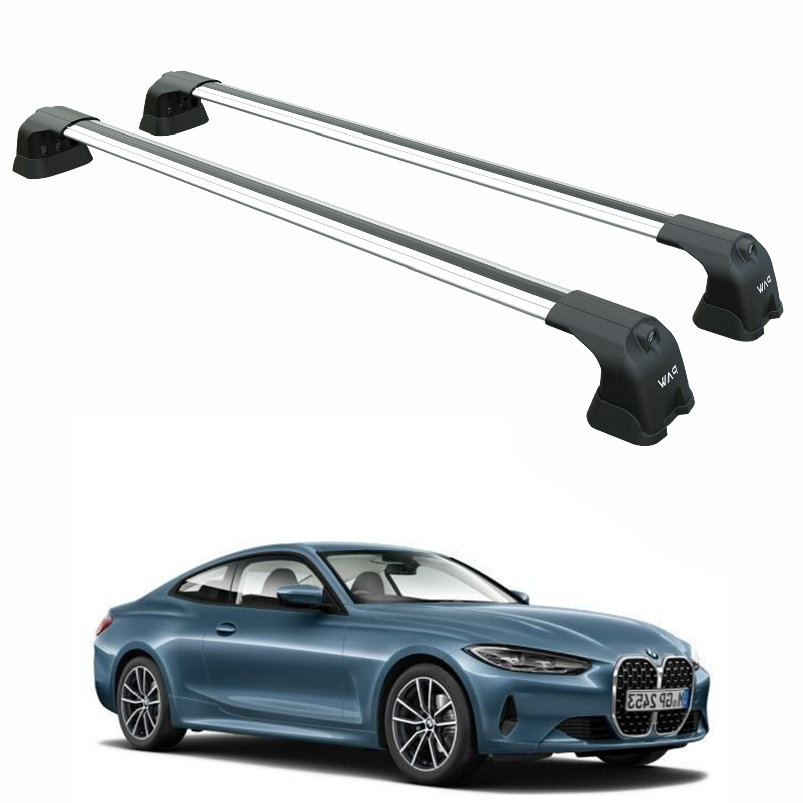 For BMW 4 Series Coupe G22 (2021-2025) – Roof Rack Cross Bars (Fix Point, Aluminum, Silver)