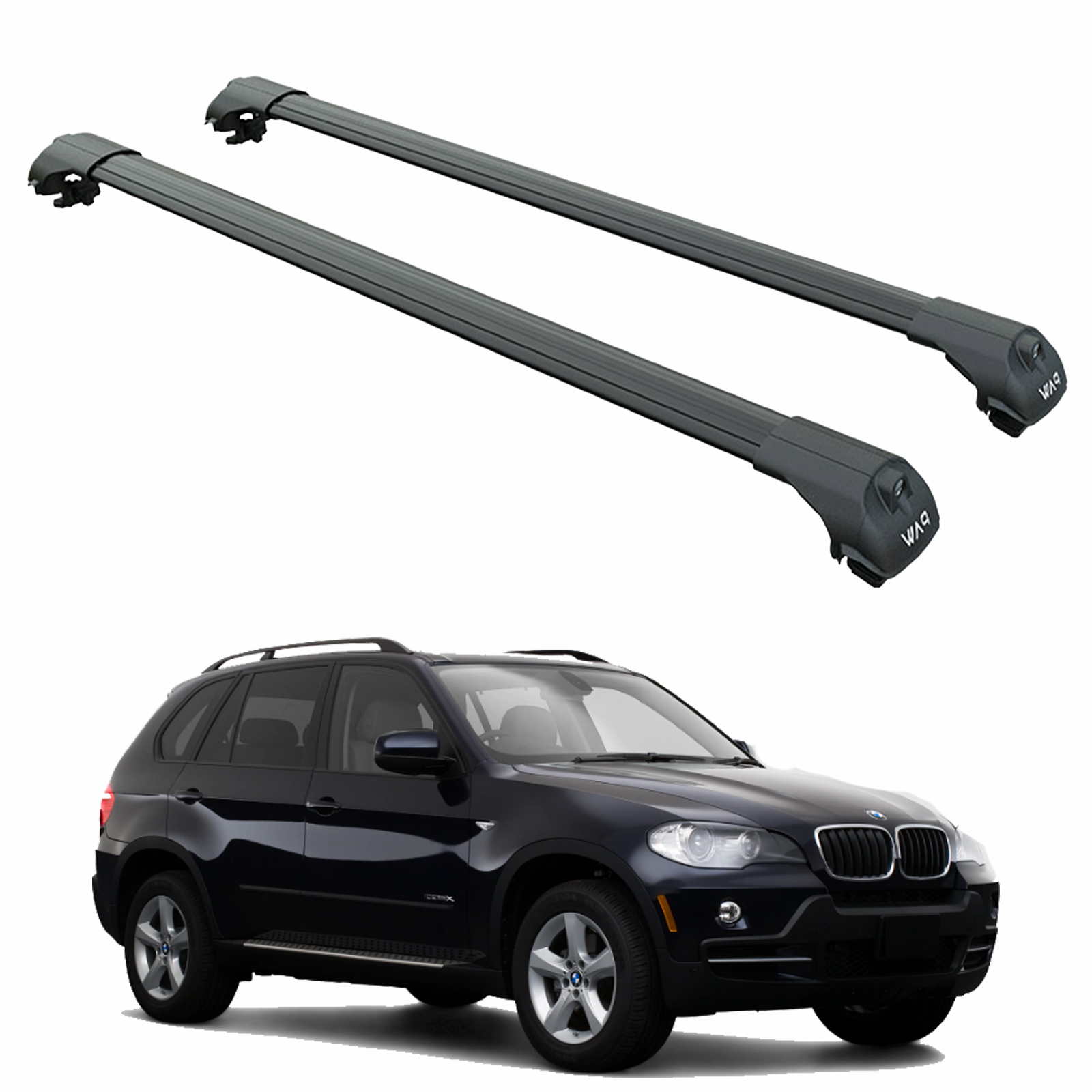 Für BMW X5 E70 2000–2014 Dachträgersystem, Aluminium-Querstange, Metallhalterung, erhöhte Schiene, schwarz