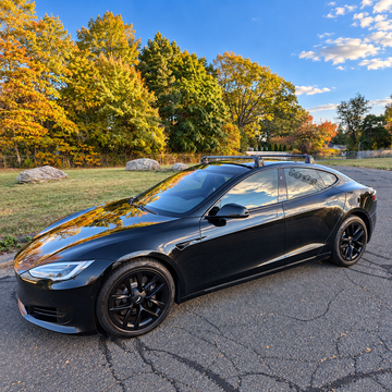 For Tesla Model S (2012-2016) Roof Rack Cross Bars, Fix Point, Black - 0