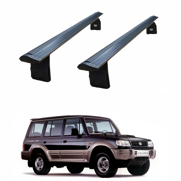 For Hyundai Galloper 1997-2003 Roof Rack Cross Bars Aluminum Rain Gutter Black