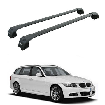 Bmw 3 Series Wagon (E91) 2010-2012 Roof Rack Cross Bars Flush Rails Black