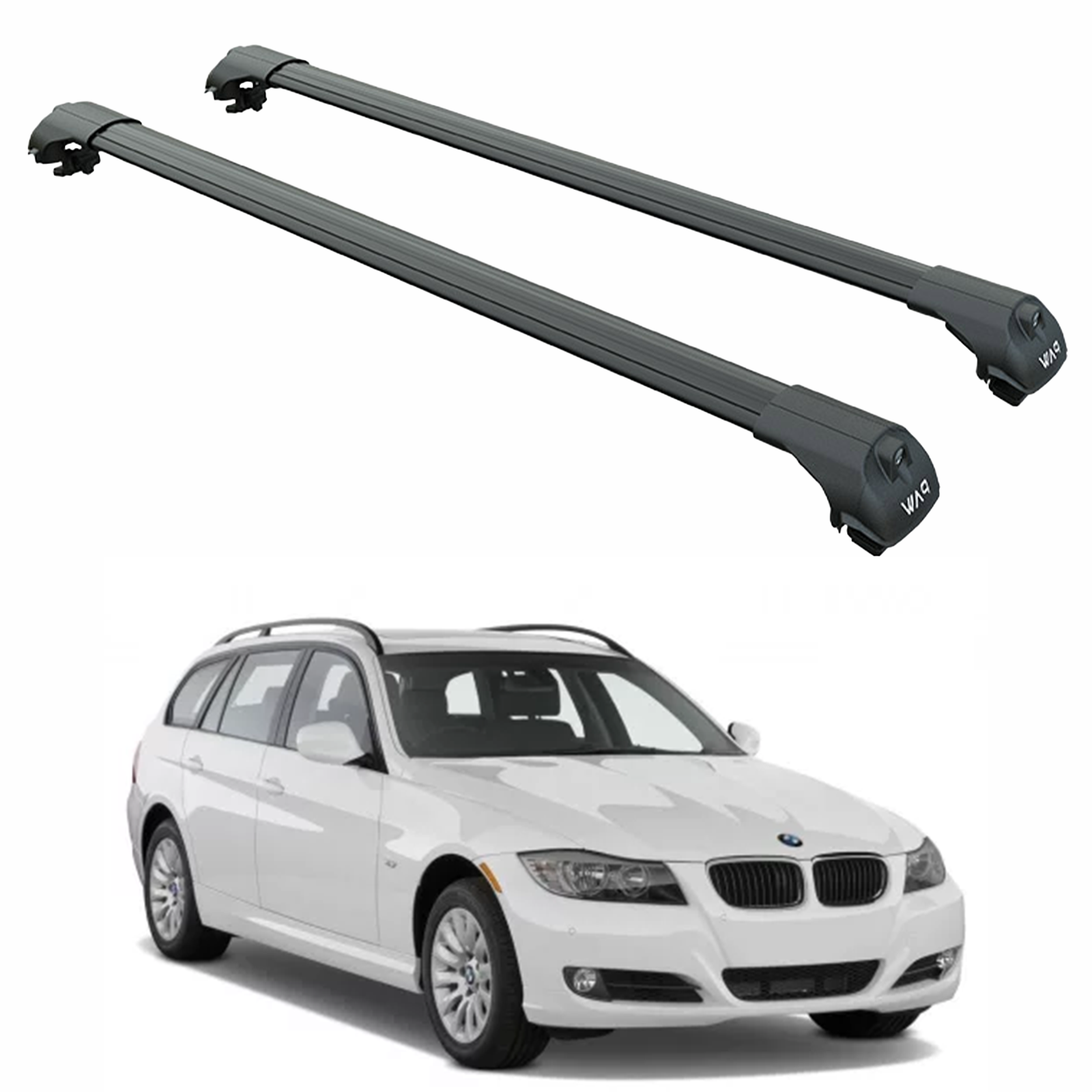 For Bmw 3 Touring (E91) | 2005-2012 Roof Rack Cross Bars Raised Rail Black