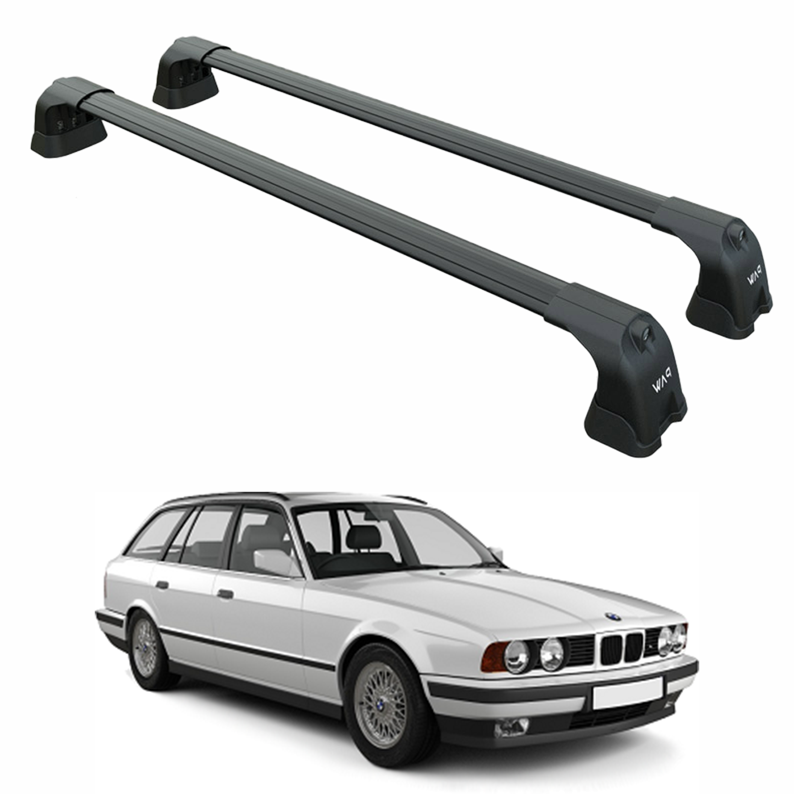 For Bmw 5 Series E34 1987-1995 Roof Rack Cross Bars Fix Point Alu Black