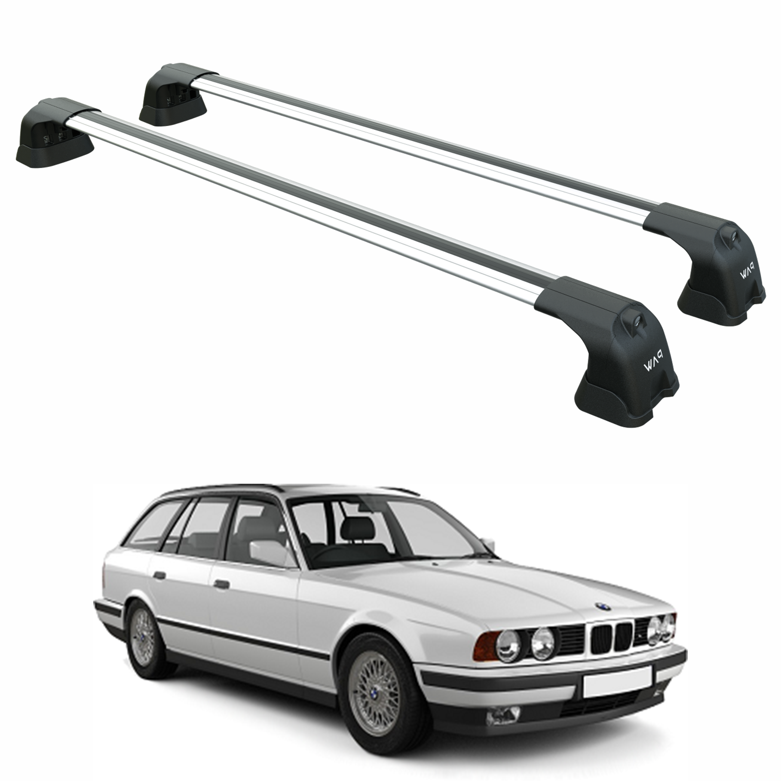 For Bmw 5 Series E34 1987-1995 Roof Rack Cross Bars Fix Point Alu Silver