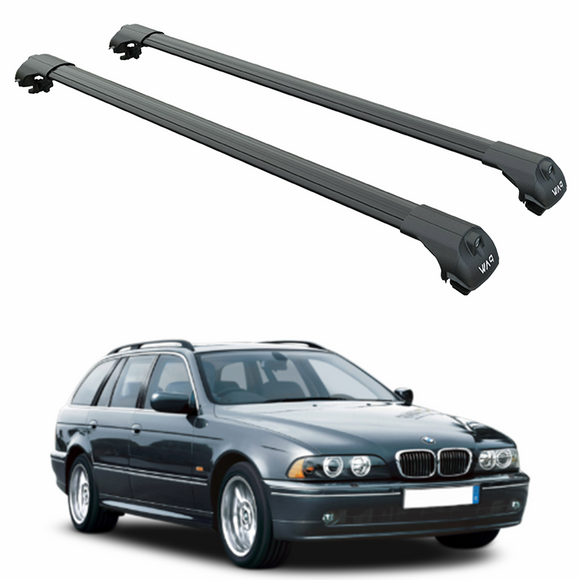 Für Bmw 5 Series E39 Wagon 1995–2004 Dachträgersystem, Aluminium-Querstange, Metallhalterung, erhöhte Schiene, schwarz