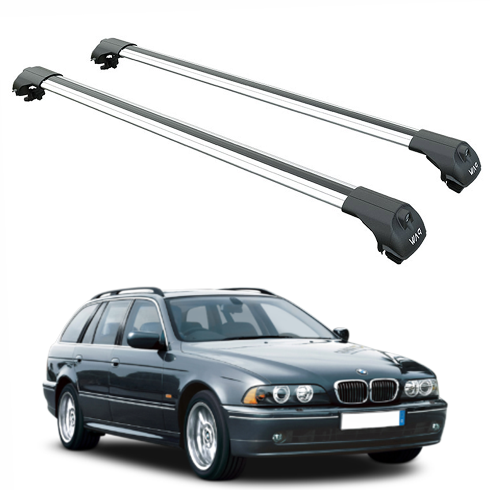 For Bmw 5 Wagon (E39) 1996-2003 Roof Rack Cross Bars Raised Rail Alu Silver