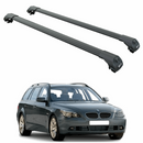 For Bmw 5 Wagon (E61) 2003-2010 Roof Rack Cross Bars Raised Rail, Black-1