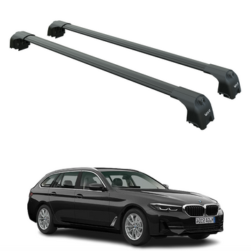 For Bmw 5 Wagon (G31) 2017-2023 Roof Rack Cross Bars Flush Rail, Black