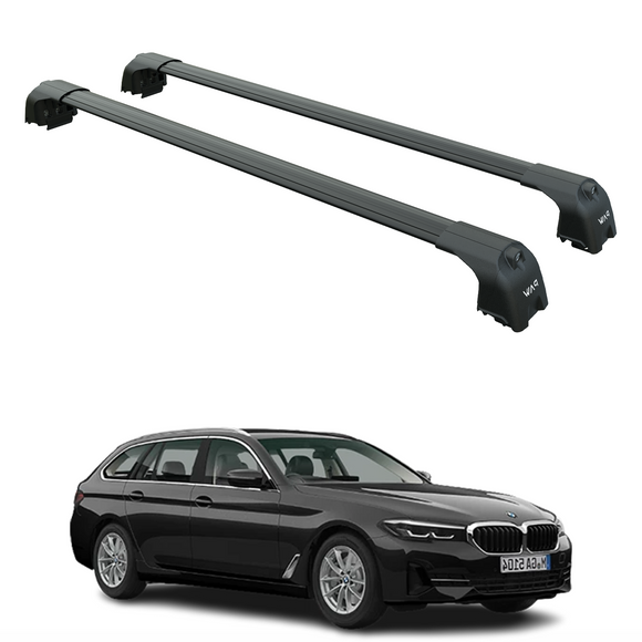 For Bmw 5 Wagon (G31) 2017-2023 Roof Rack Cross Bars Flush Rail, Black