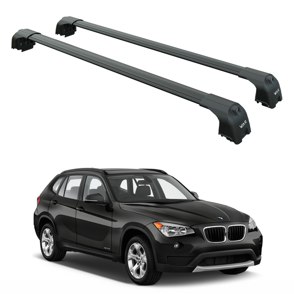 For Bmw X1 E84 (2009-2015) Roof Rack Cross Bars Flush Rails, Black