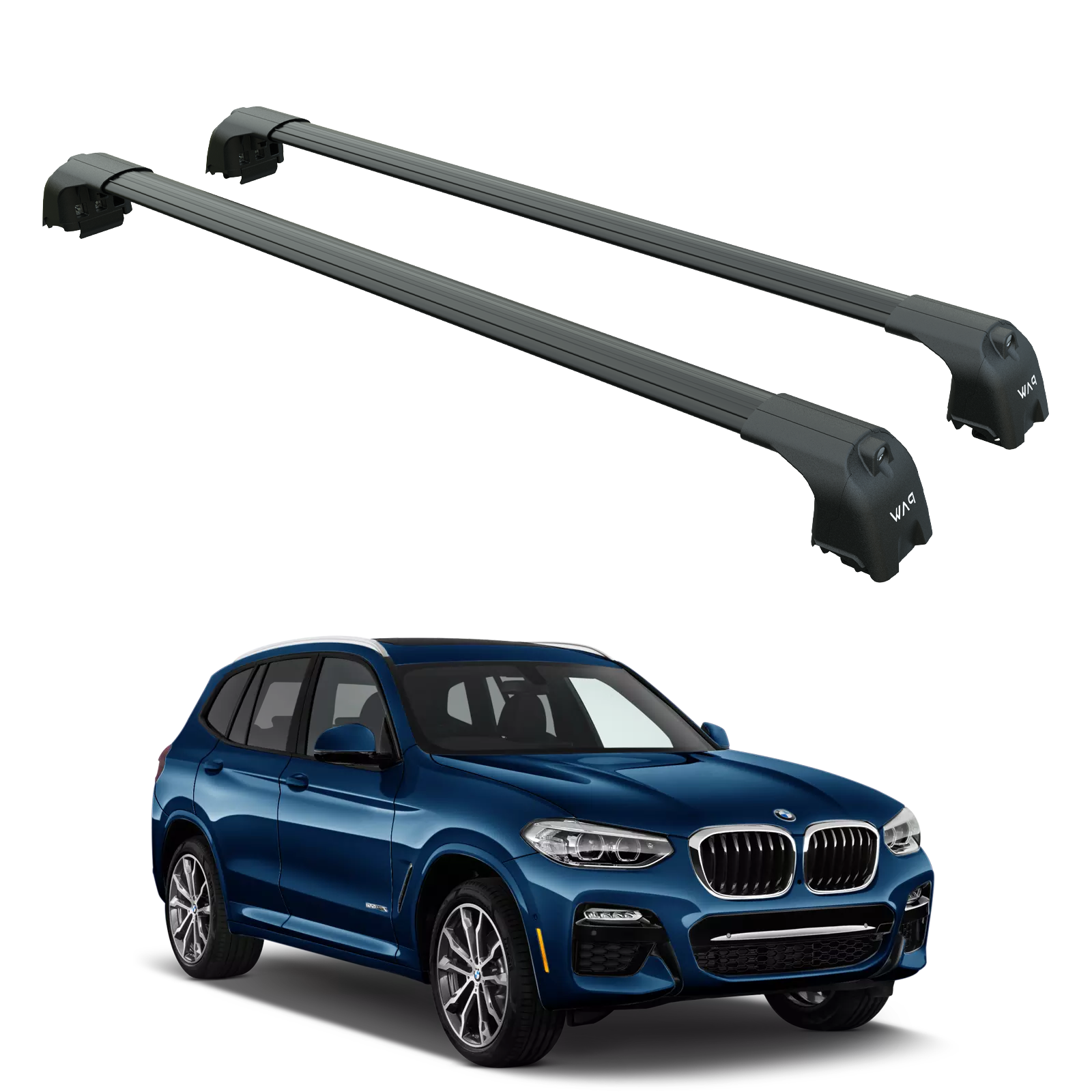 Für BMW X3 G01 2017-Up Dachträgersystem, Aluminium-Querstange, Metallhalterung, bündige Schienen, Schwarz