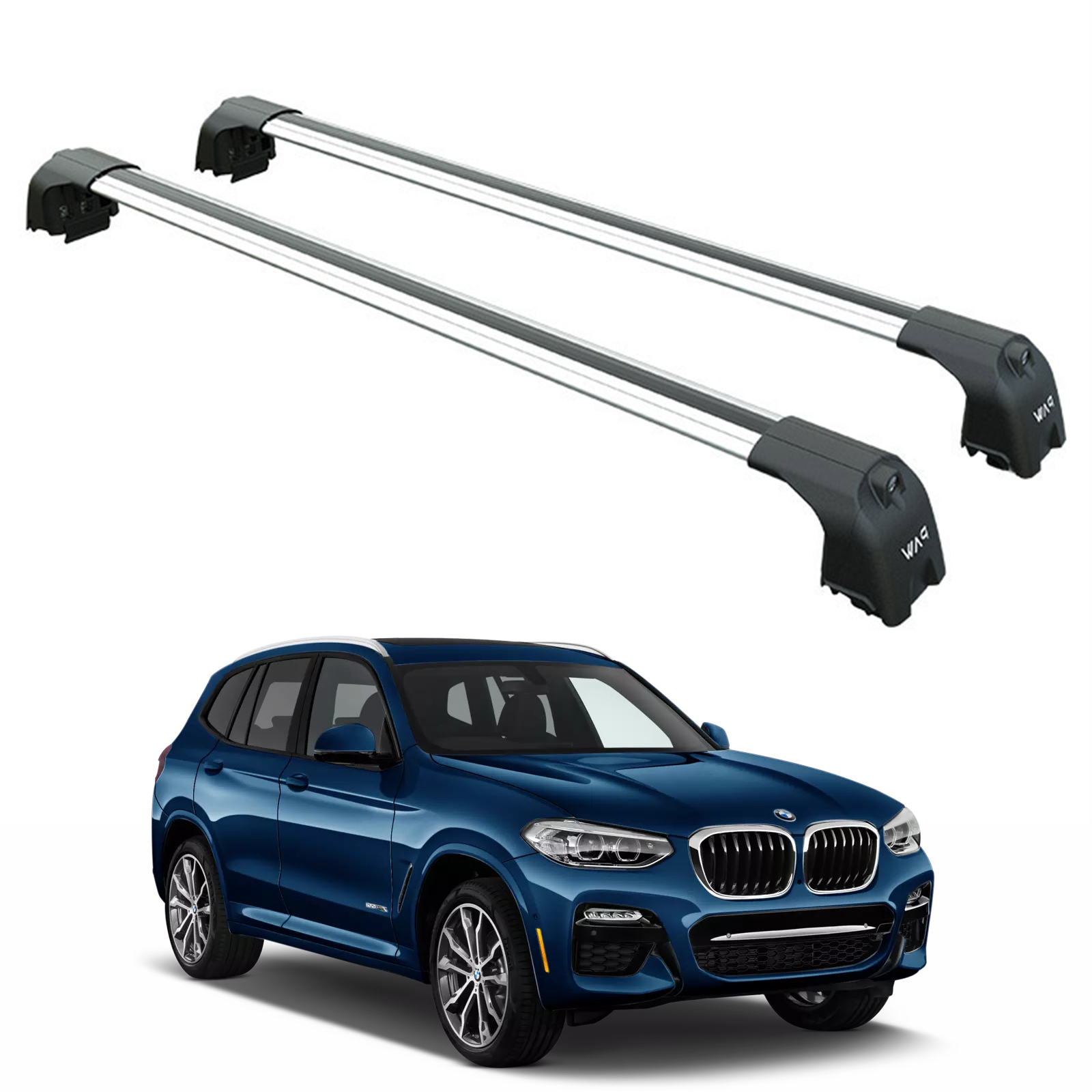 Für BMW X3 G01 2017-Up Dachträgersystem, Aluminium-Querstange, Metallhalterung, bündige Schienen, Silber