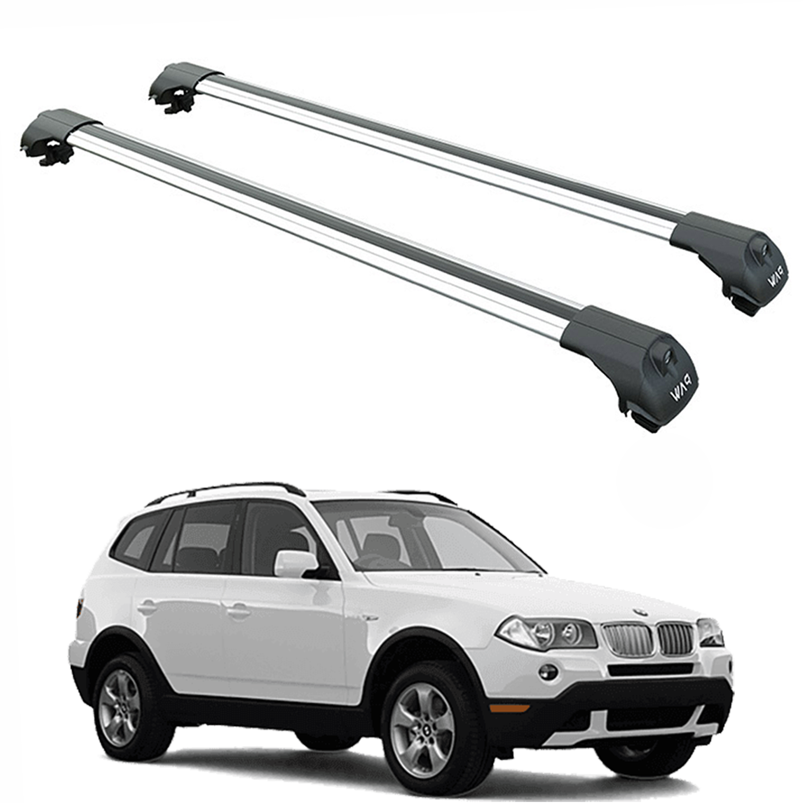 For Bmw X3 (E83) 2003-2010 Roof Rack Cross Bars Raised Rail Alu Silver