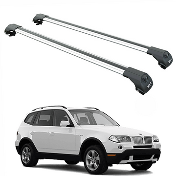 Für Bmw X3 E83 2003–2011 Dachträgersystem, Aluminium-Querstange, Metallhalterung, erhöhte Schiene, Silber