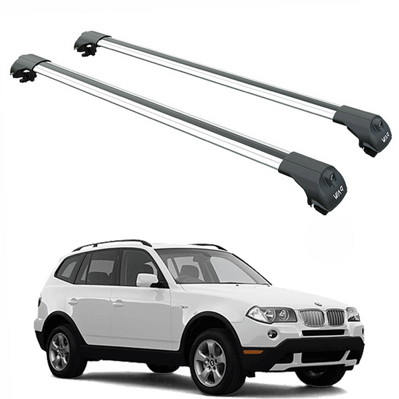 For Bmw X3 (E83) 2003-2010 Roof Rack Cross Bars Raised Rail, Silver