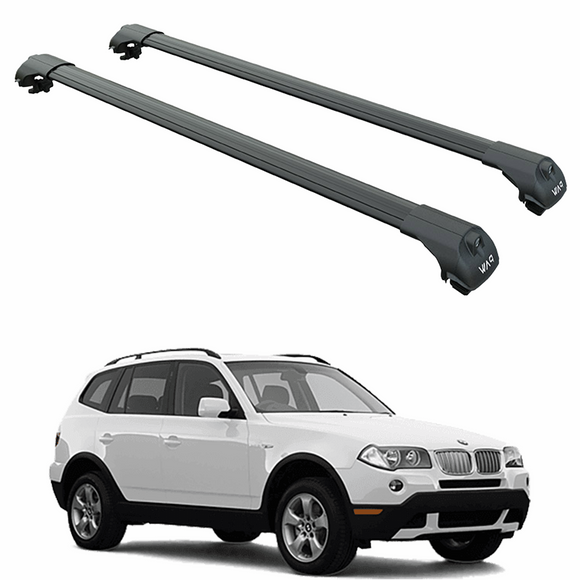 For Bmw X3 (E83) 2003-2010 Roof Rack Cross Bars Raised Rail, Black