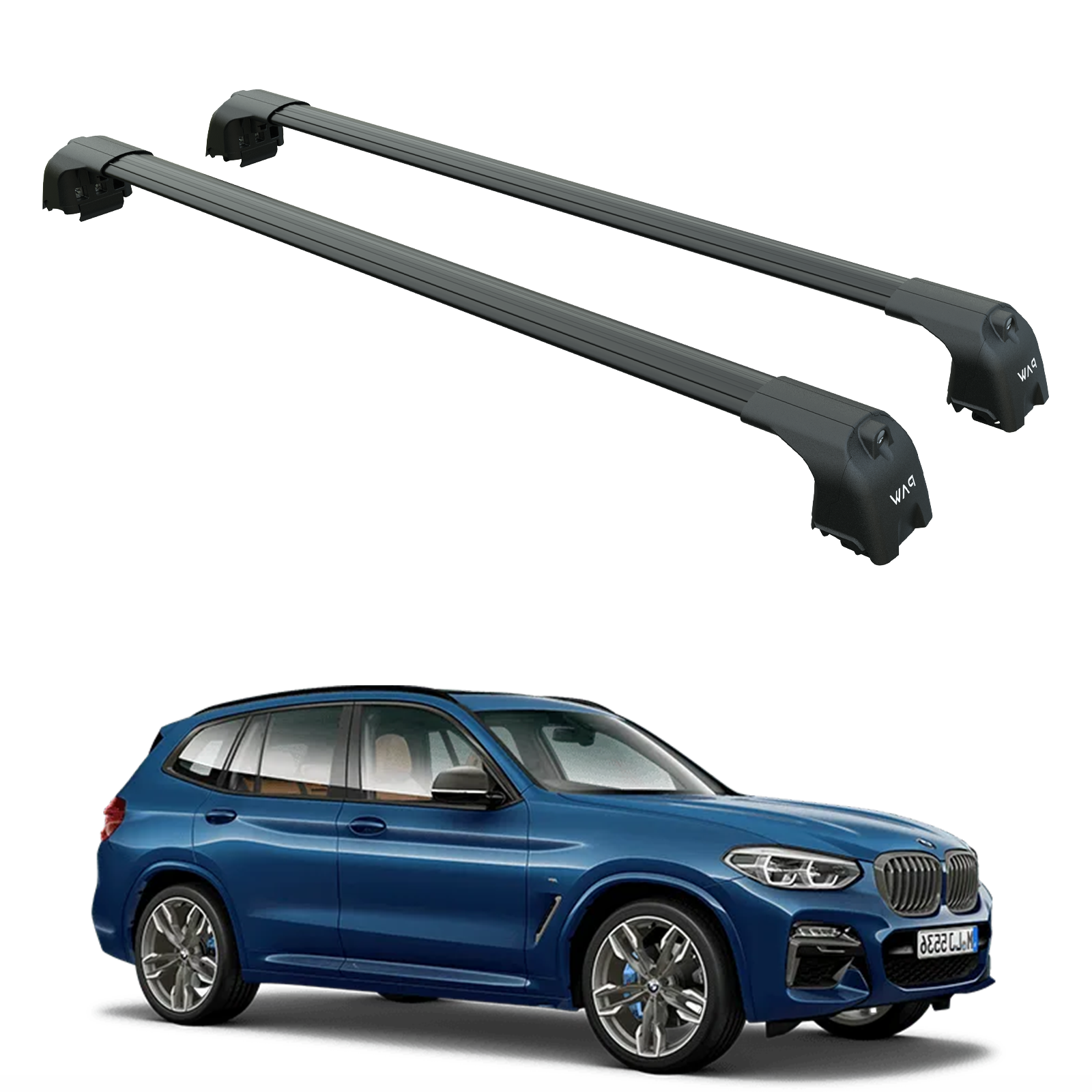 For Bmw X3 (F25) 2010-2017 Roof Rack Cross Bars Flush Rails Alu Black