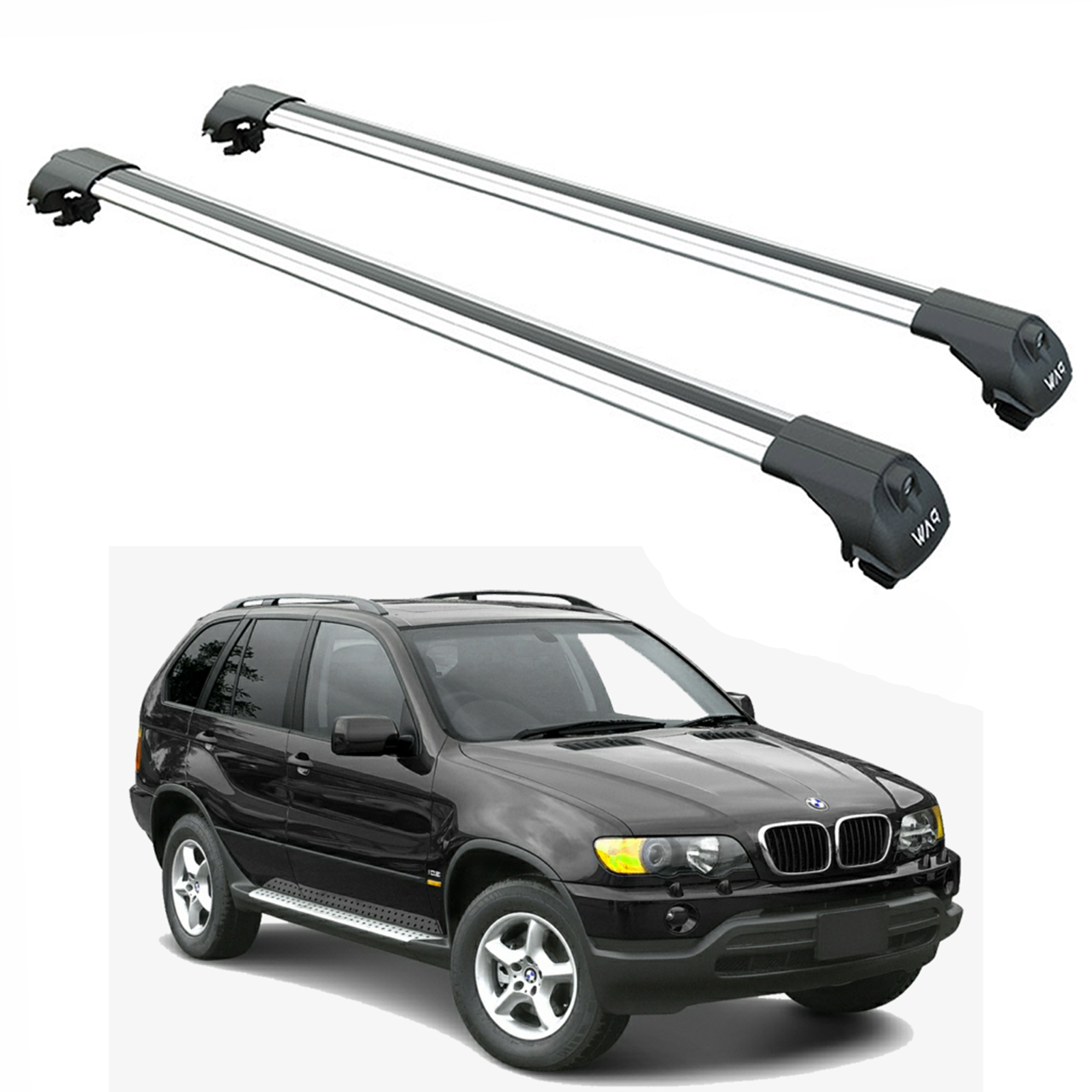 For Bmw X5 (E53) 2000-2007 Roof Rack Cross Bars Raised Rail Alu Silver