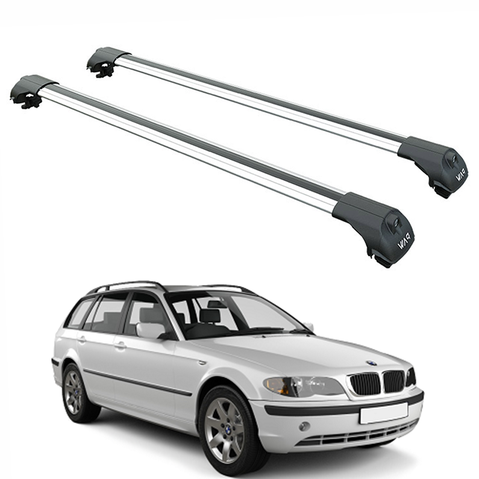 For Bmw 3 Touring E46 1998-2005 Roof Rack Cross Bars Raised Rail Silver