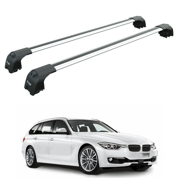 For Bmw 3 Touring (F31) | 2012-2019  Roof Rack Cross Bars Flush Rail, Silver