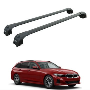 For Bmw 3 Touring (G21) | 2019-2025 Roof Rack Cross Bars Flush Rail, Black