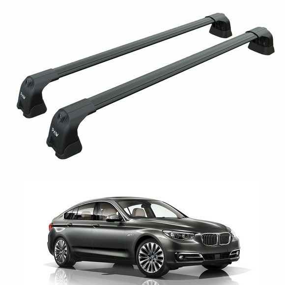 BMW 5 Series GT F07 2009-2017 with black fix point roof rack cross bars installed