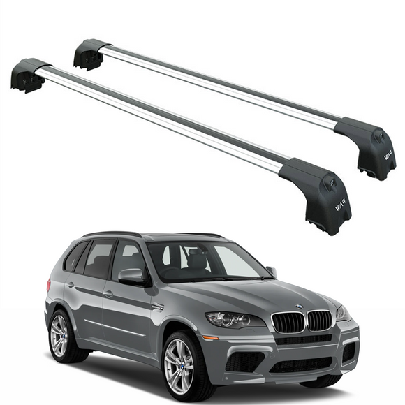 For Bmw X5 (E70) 2007-2013 Roof Rack Cross Bars Flush Rail, Silver