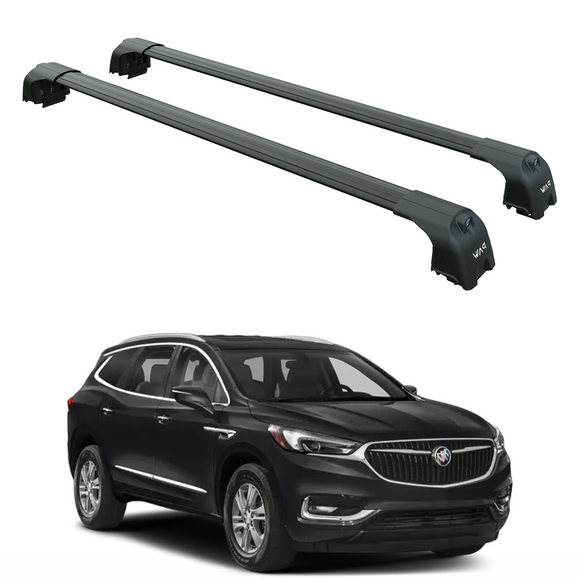For Buick Enclave 2017-2024 Roof Rack Cross Bars Flush Rails Alu Black