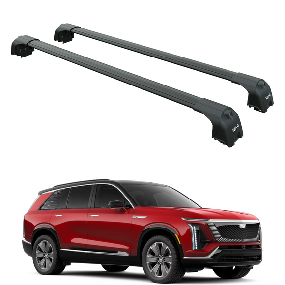 For Cadillac Vistiq Roof Rack System, Aluminium Cross Bar, Flush Rails, Black