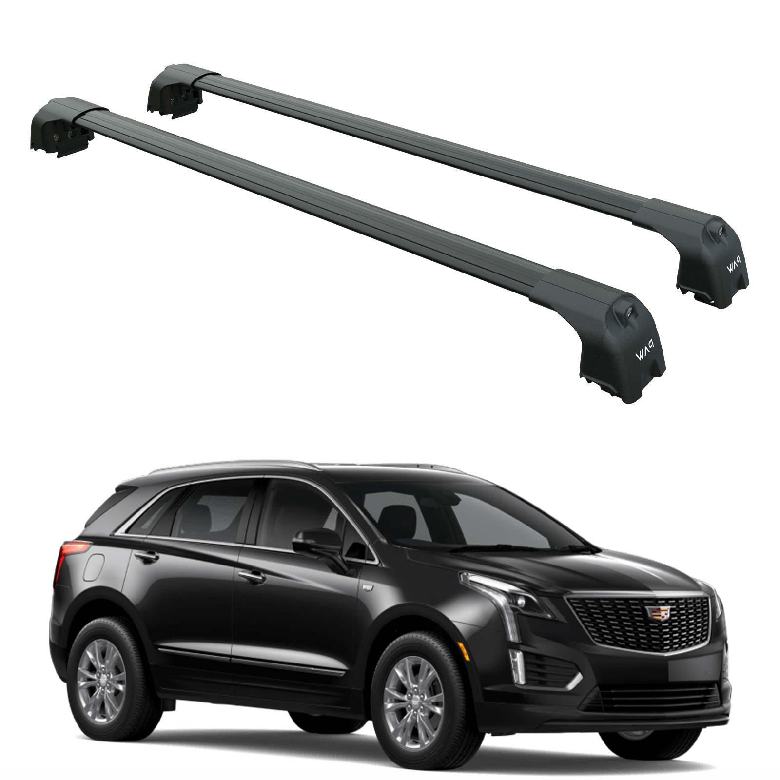 For Cadillac XT5 (2016-2025) Roof Rack System, Aluminium Cross Bar, Flush Rails, Black