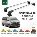 For Volkswagen Caravelle T6 T-P 2015-2024 Roof Rack Cross Bar Fix Point Alu Silver-2