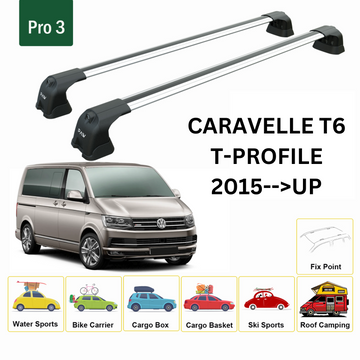 Für Volkswagen Caravelle T6 TP 2015-Up Dachträger Querstange Metallhalterung Fixpunkt Alu Silber - 0