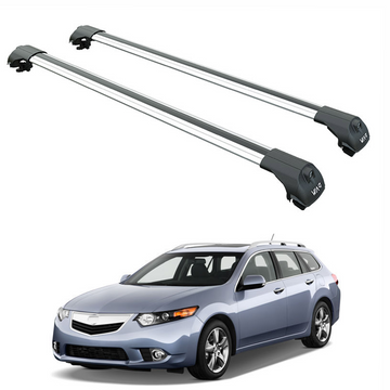 For Acura TSX Sportwagon 2011-2014 Roof Rack Cross Bars Raised Rail Alu Silver