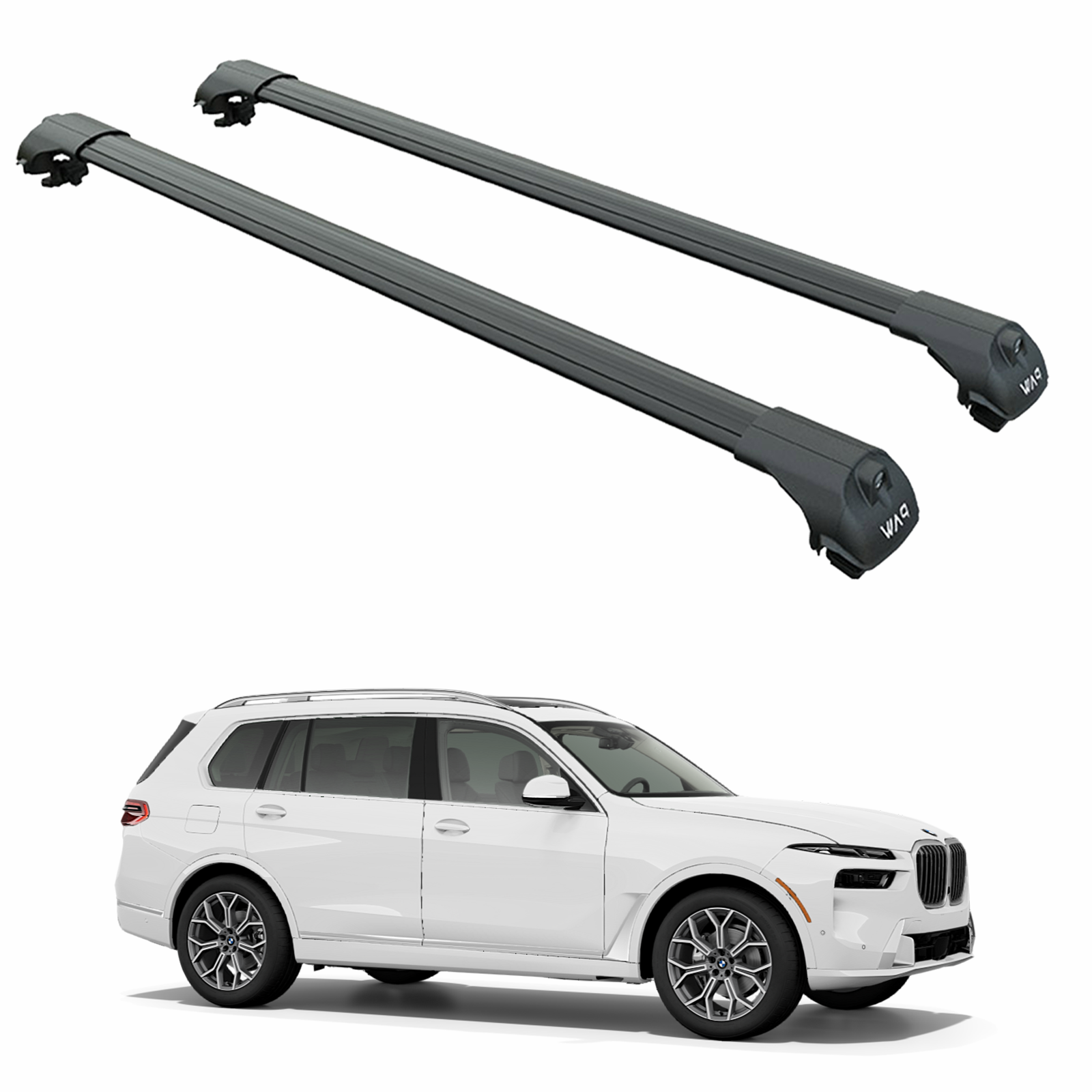 For BMW X7 2022-2025 Roof Rack Cross Bars Raised Rail Alu Black