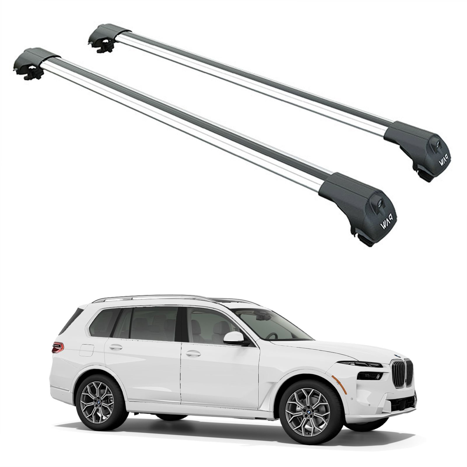 For BMW X7 2022-2025 Roof Rack Cross Bars Raised Rail Alu Silver