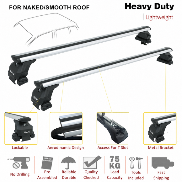 For BMW X5 (G65) 2027-Up Roof Rack Cross Bars Flush Rails, Silver