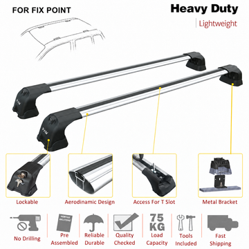 For BMW  1 Series (F70) 2025-Up Roof Rack Cross Bars Fix Point Silver - 0