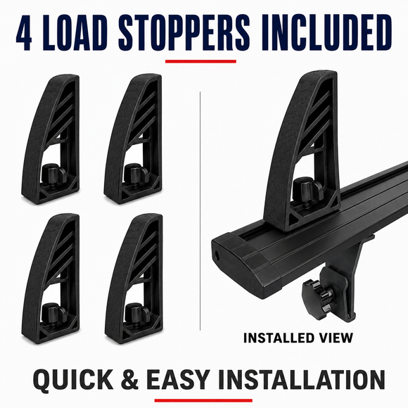 GMC Savana Van Roof Rack Cross Bars 1500 2500 3500 1996-Up – 3Qty T-Slot Aluminum Bars (Black), Rain Gutter Mount, No Drilling, 4 Load Stops, for Work & Recreation