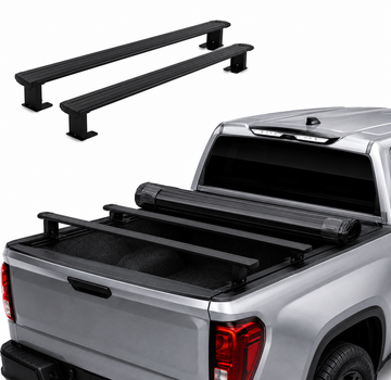 For Ford F-150 Bed Rack Cross Bars Fits For Open-Bed and Roll-Up Tonneau Covers Black