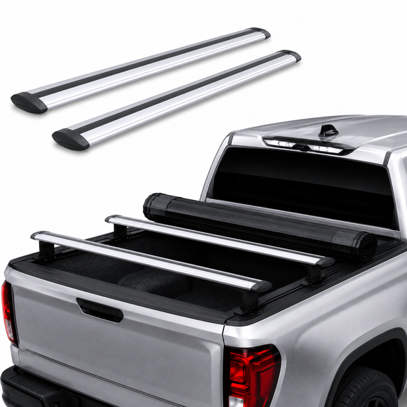 Für Ford F150 Lightning 2022-Up Dachträgersystem, Aluminium-Querstange, Metallhalterung, abschließbar, Schwarz