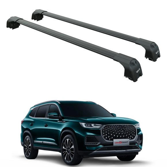 For Chery Tiggo 8 Pro 2022-2025 Aluminium Cross Bar, Roof Rack System, Flush Rail, Black