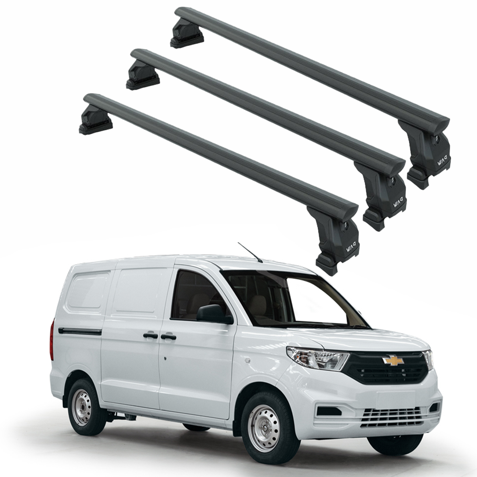 For Chevrolet N400 (2019-2025) Roof Rack Cross Bars Metal Bracket Fix Pro, Black - 3 Qty